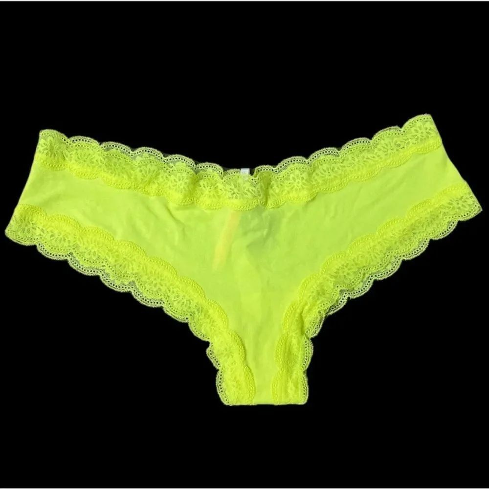 Victorias Secret Pink Soft Cotton Lace Trim Cheekster Cheeky panty Yellow XXL